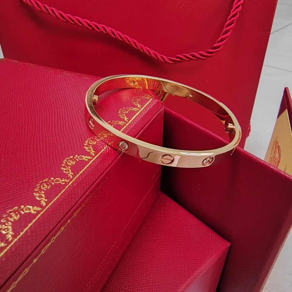 Cartier Wide Four-Diamond Classic Bracelet in Rose Gold